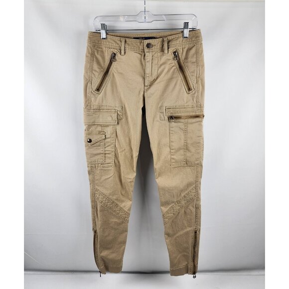 Polo Ralph Lauren Womens Pants 8 Tan VTG Cargo Pants Ankle Zip (30x29) - Picture 1 of 11